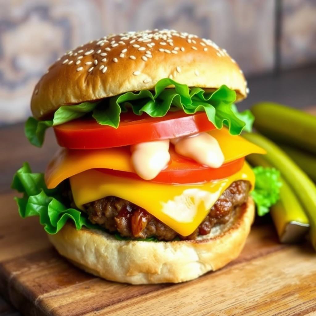 Classic American Cheeseburger with Special Sauce