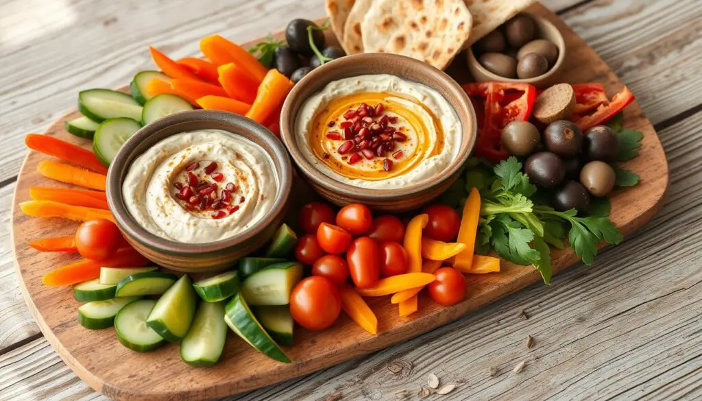 Mezze platter with baba ganoush