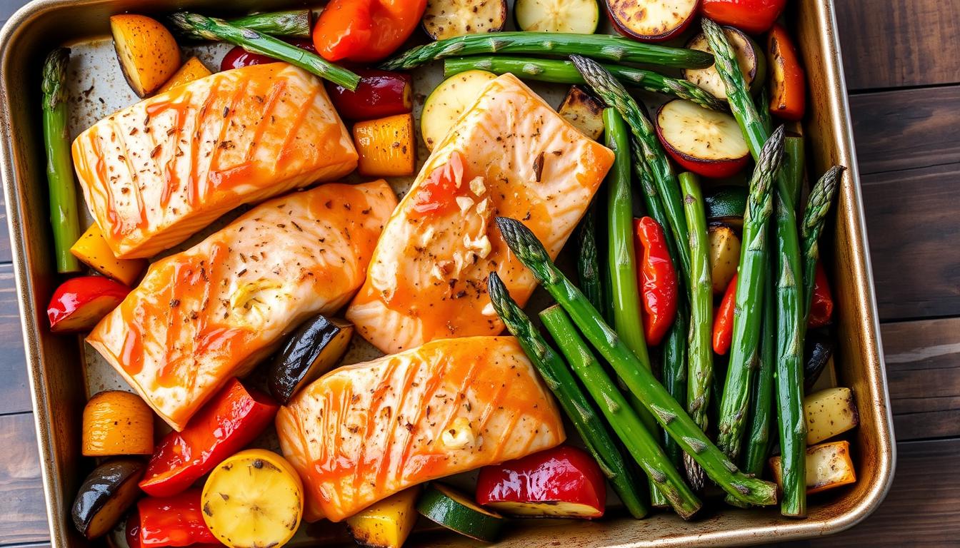 Sheet Pan Honey Garlic Salmon and Veggies